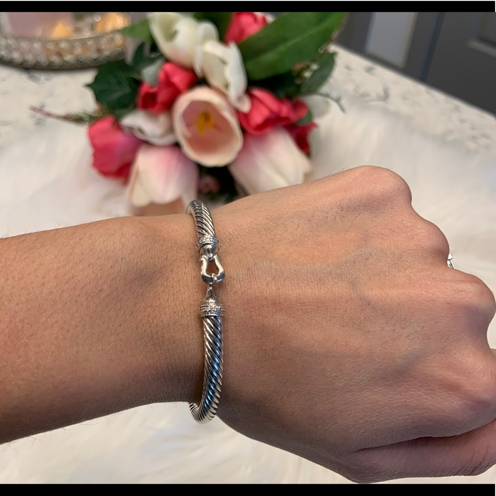 100% Authentic David Yurman Cable Buckle Bracelet with Diamonds 5mm Size Small